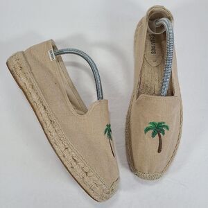 Soludos Tan Palm Tree Espadrille Smoking Slipper Women's Size 11